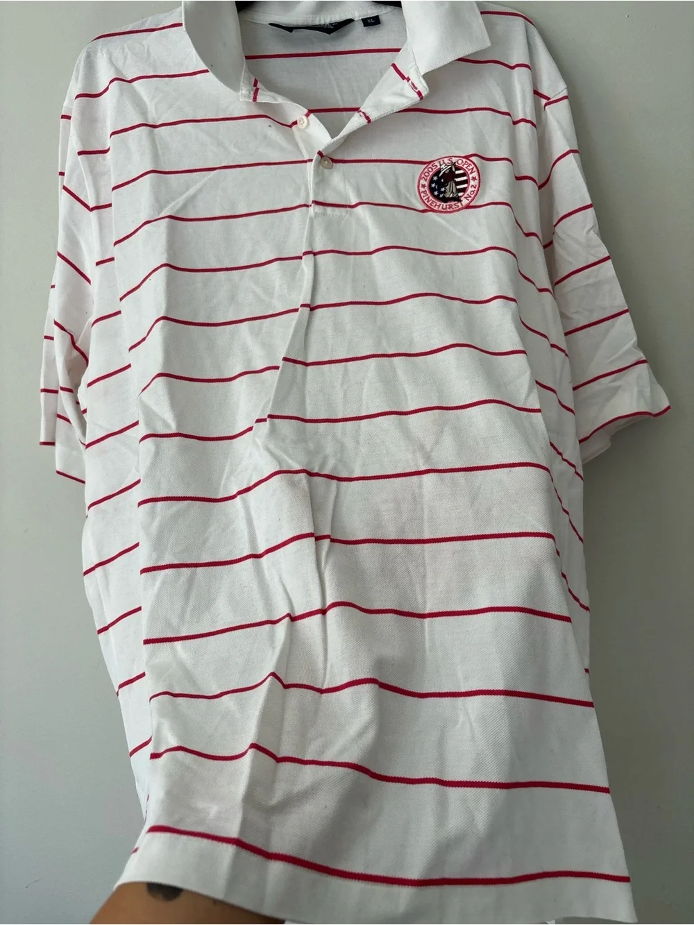 Vintage Polo Golf Ralph Lauren 2005 White Stripe Preppy Cotton Shirt - Size XL
